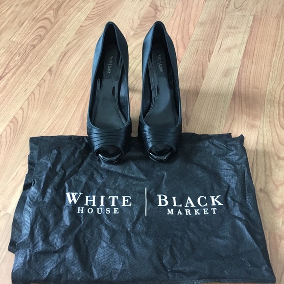 White House Black Market Black peeptoe heels - Picture 4 of 6
